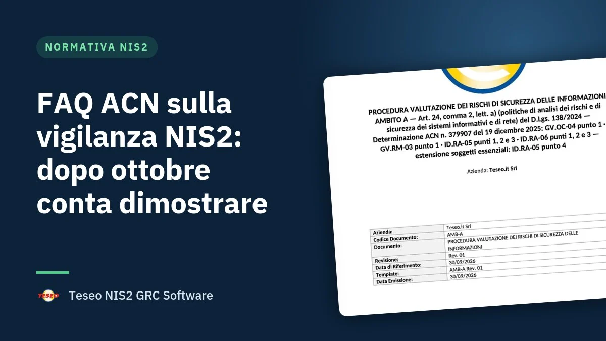 FAQ ACN sulla vigilanza NIS2: dopo ottobre conta dimostrare